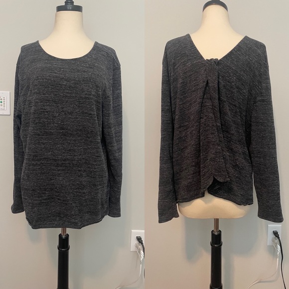 Pure Jill Twist Back Knit Top Yoga Leisure Shirt Heather Gray - Picture 2 of 5